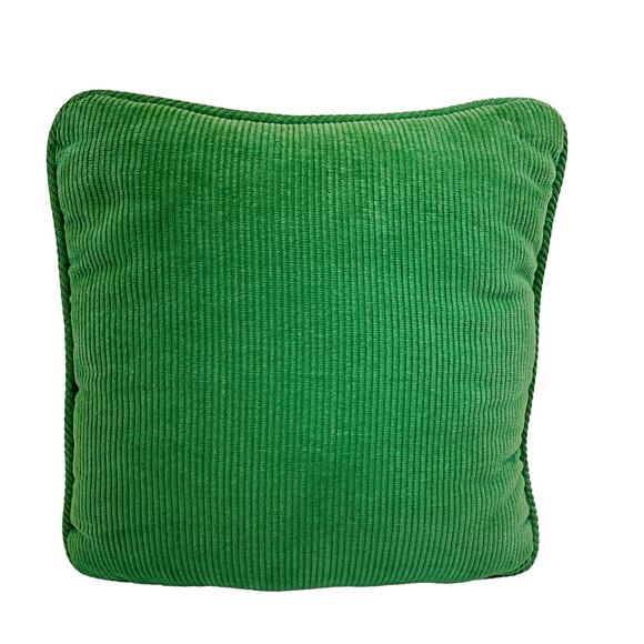 Needlepoint Reindeer Deer 10" Pillow Corduroy Back JOHN DEERE Green Christmas - Picture 2 of 3